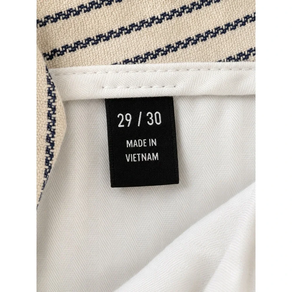 Bonobos Tailored Trousers 29x30 Ivory Navy Stripe Italian Fabric Slim Summer